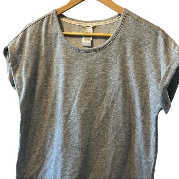 LUCKY BRAND Grey Short Rolled Sleeve Crew Neck Casual Top S - Picture 2 of 7